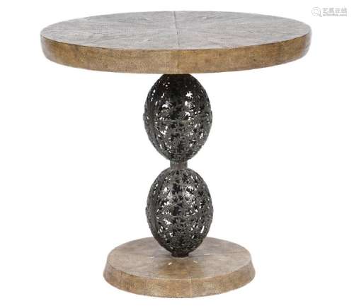 R & Y Augousti Brass and Shagreen Round Table