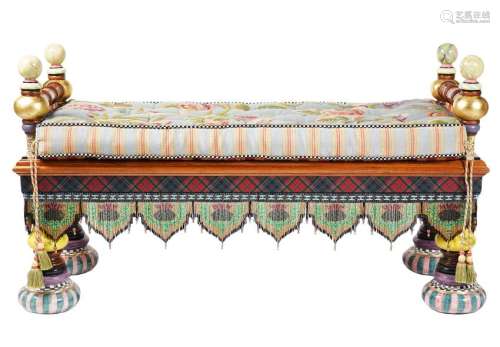 LARGE MacKenzie Childs Painted 'Ridiculous Bench'