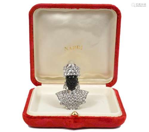 Nardi Blackamoor 'Moretto' Platinum/Diamond Brooch