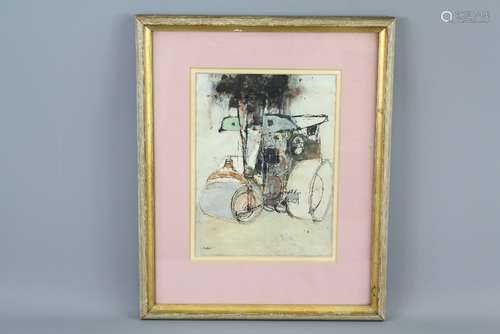 Frederico Moroni (1914-2000) Pen and Wash, entitled 'Steam Roller III from the Exhibition of Works held at the Leicester Galleries London April 1955, approx 19 x 15 cms, signed lower left