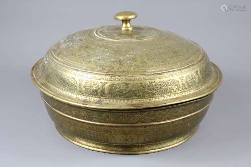 Large Javanese Brass Offering Bowl and Cover