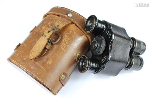 A Pair of Mallett (London & Paris) Binoculars; the binoculars are Long Range High Power 8X, in the original leather case