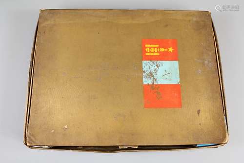 Soviet Mongolia - A Rare Presentation Box of Ninety Nine Monochrome Plates, tipped onto thick buff crimped paper, loose as originally issued, contained in a hinged cloth box, the upper cover mounted with the Mongolian Flag circa 1956