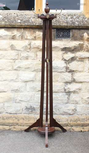 An Arts and Crafts Oak Coat and Hat Stand, approx  cms