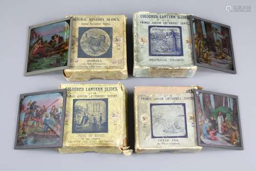 A Quantity of Primus Coloured Lantern Slides, including Robinson Crusoe, Puss in Boots, Animals and Peter Pan