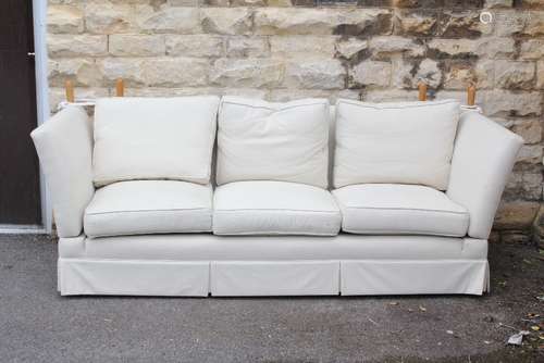 A Large Cream Contemporary Three-Seater Knowle Sofa, approx 100d x 240 w x 85 cms