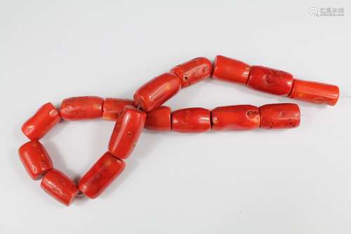 A Lozenge Coral-Effect Beaded Necklace, each lozenge approx 3