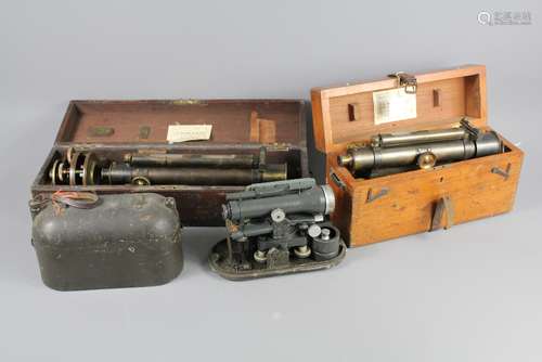 Early 20th Century Surveying Equipment, this lot includes a William Ford Stanley Level in the original box nr 7950 together with a brass J A Reynolds Birmingham Theodolite in the original box and one other unmarked later Theodolite