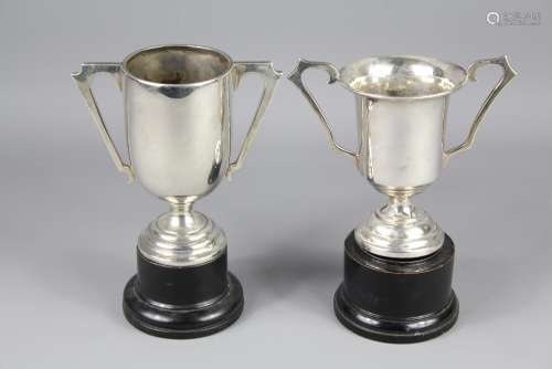 Two Silver Twin-Handled Trophy's; the first London hallmark, dated 1934, mm H