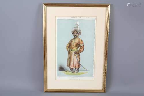 Circa 1900 Indian Vanity Fair Prints, the prints including 'The Gaekwar of Baroda', 'Patiala', Maharajah of Cuch Behar,Sovereigns Nr 8',  published by Brooks Day & Sons, together with caricature for Spy magazine entitled ''Jodhpore' all five framed and glazed