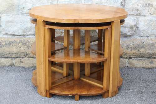 An Art Deco Walnut Nest of Tables, approx 66 x 55 h cms