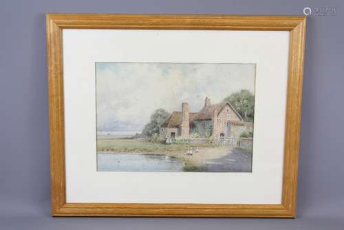 Reginald Goodman (1870-1962) Water-colour Paintings; the two paintings depicting scenes in Norfolk, the first depicting a riverside farm cottage, approx 37