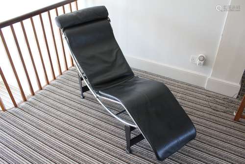 A Vintage Chrome and Leather Recliner, approx 165 cms l x 75 w cms