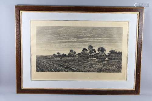 Benjamin Williams Leader (1831-1923), engraving depicting pastoral scene, approx 75 x 41 cm (io), signed on the mount lower left