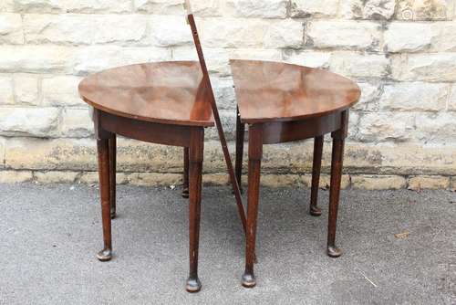 A Mahogany D-End Dining Table, approx  cms