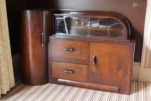 An Art Deco Cocktail Cabinet, approx 148 cms w x 60 d x 93 cms h