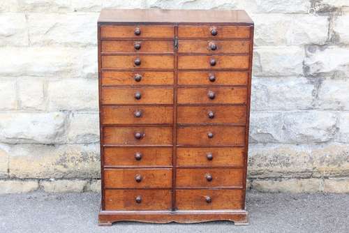 An Mahogany Collectors Cabinet, with ten drawers on either side, approx 69 w x 32 d x 98 cms h