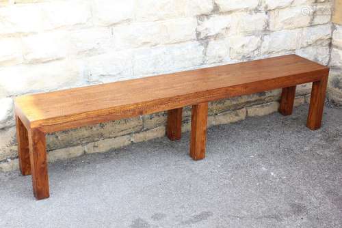 A Contemporary Solid Wood Bench, approx 200 l x 35 w cms