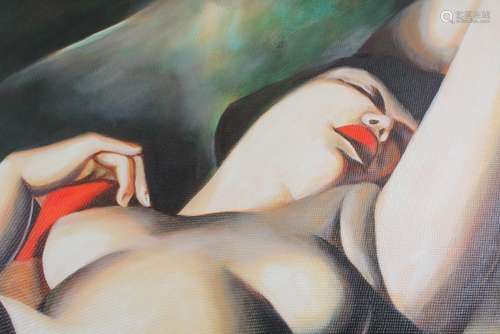 After Tamara de Lempicka - A reproduction, entitled 'Rafael' approx 102 h x 128 w cms