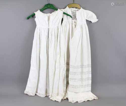 Two Antique Cotton and Lace Christening Robes