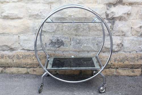 An Art Deco Style Chrome Cocktail Trolley, approx 65 w x 80 h  cms