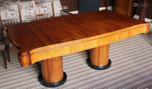 An Art Deco Rosewood Veneer Dining Table