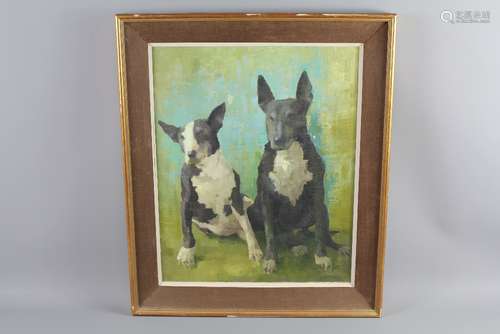 An Oil on Canvas, depicting English Bull Terrier, signed lower right Lestrange and dated 1966, approx 45 w x 55 h, framed