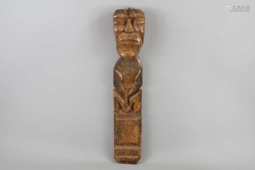 A Wood Carved Wall-Mounted Fertility Figure, approx 65 cms l