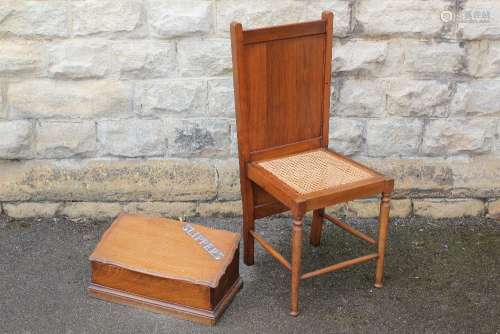 An Edwardian Gentleman's Chair, incorporating a trouser press, made by W G Bond & Sons, together with an Edwardian Slipper Box, with large silvered letters SLIPPERS, approx 50 x 26 x 24 cms