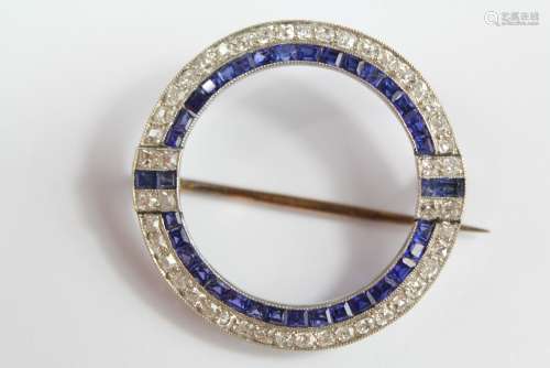An Art Deco Sapphire and Diamond Brooch