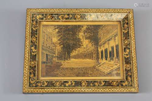 A 19th Century Tunbridge Ware Panel, entitled 'The Pantiles' by H