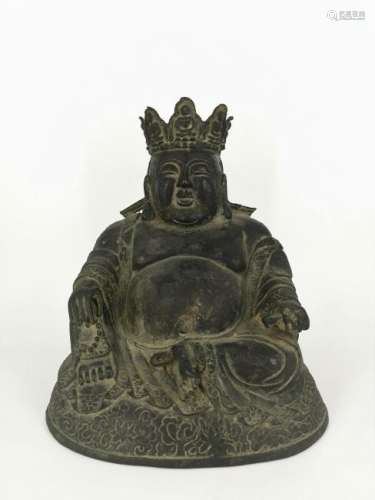 A CHINESE BRONZE FIGURE OF MAITREYA, QING DYNASTY