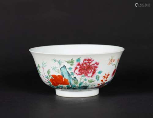 A FAILLE ROSE FLORAL BOWL