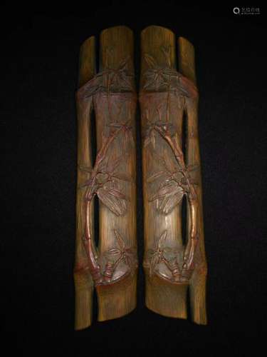 A PAIR OF CHINESE BAMBOO ARMRESTS, QING DYNASTY
