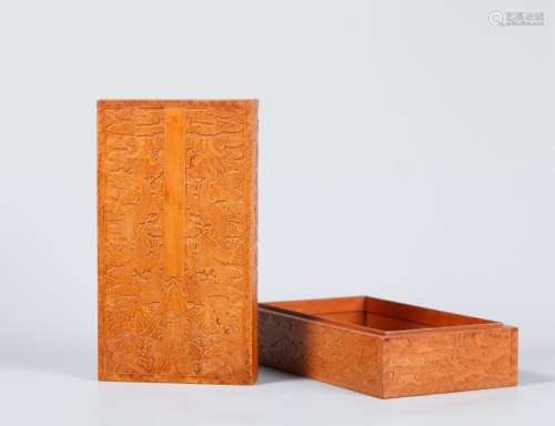 A CHINESE CARVED BAMBOO SUTRA BOX AND COVER, QING