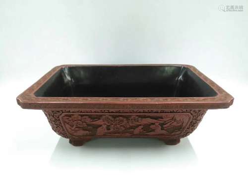 A CHINESE CINNABAR LACQUER JARDINIERE, 'DA QING