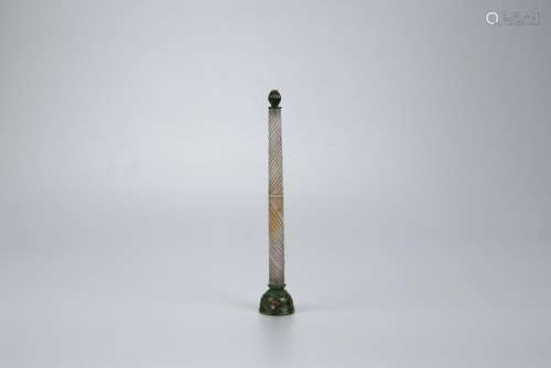 A CHINESE JADE BRUSH STICK, 18TH CENTURY