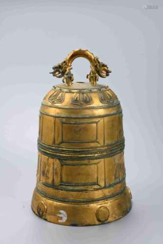 A CHINESE GILT BRONZE BELL, 18TH CENTURY