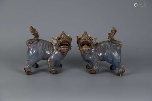 A CHINESE ZISHA LIONS, QING DYNASTY