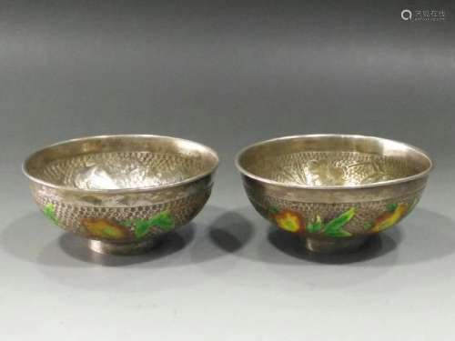 A PAPER OF SILVER BOWLS, CHINESE , QING DYNASTY