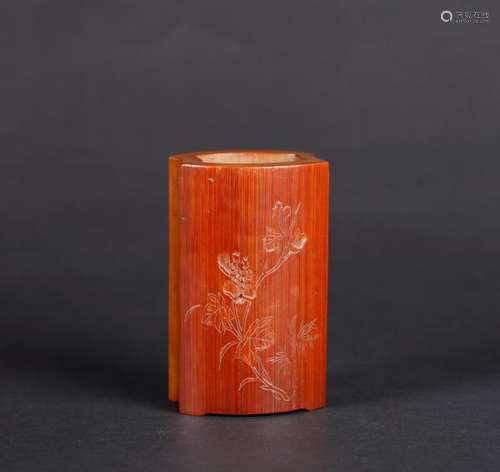 A CHINESE CARVED BAMBOO BRUSH POT, QING DYNASTY