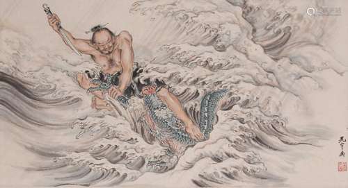 A CHINESE PAINTING, HU GUANG YU, INK AND COLOR ON