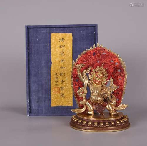 A CHINESE GILT BRONZE FIGURE OF BODHISATTVA, QING