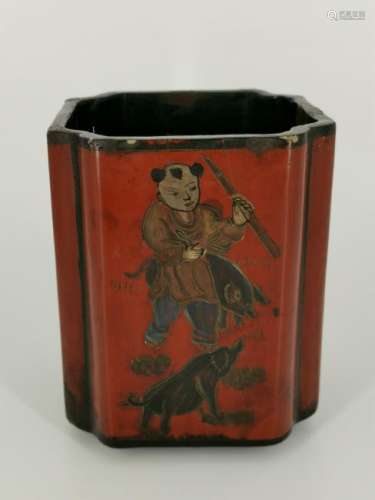 A CHINESE LACQUERED BRUSH POT, QING DYNASTY