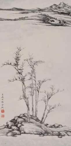 A CHINESE PAINTING, JIN CHENG, INK AND COLOR ON PAPER,