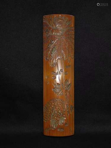 A CHINESE BAMBOO ARMREST, QING DYNASTY