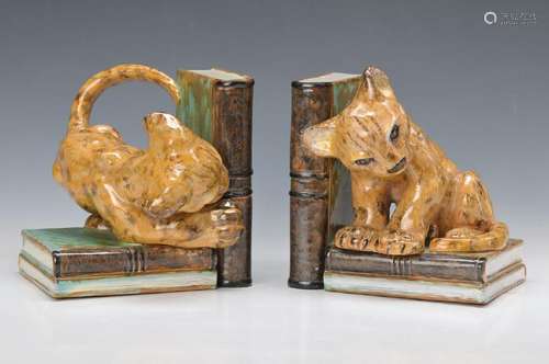 pair of bookends, Royal Majolica- studio Cadinen