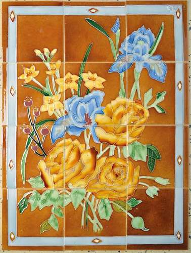 48 Art Nouveau-tiles, German, around 1900, earthenware