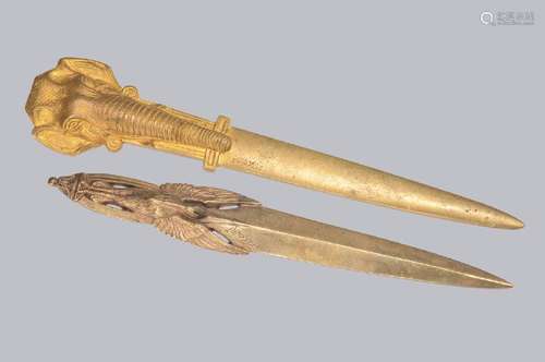 2 letter openers, France, around 1900, sign. Frecourt