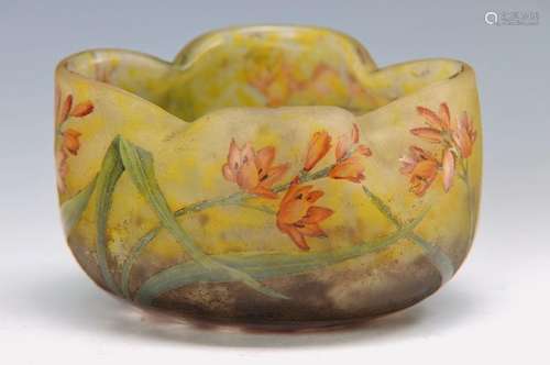 bowl, Daum Nancy, around 1900, quatrefoil shape, with